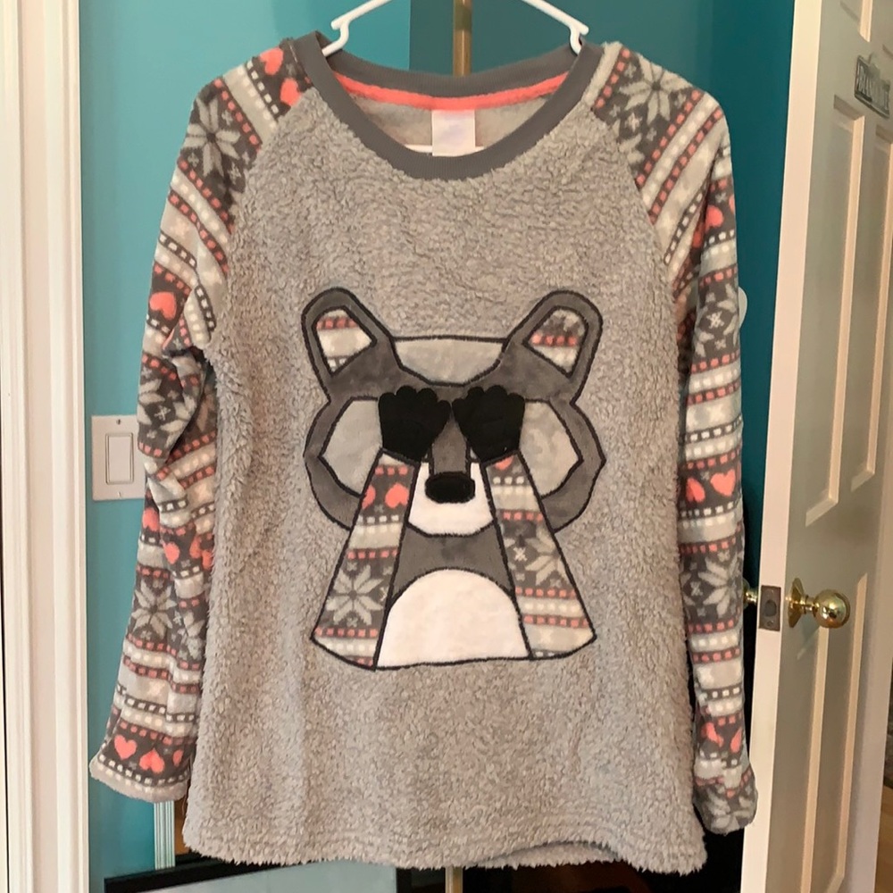 Super Soft Gray Raccoon Pajama Top